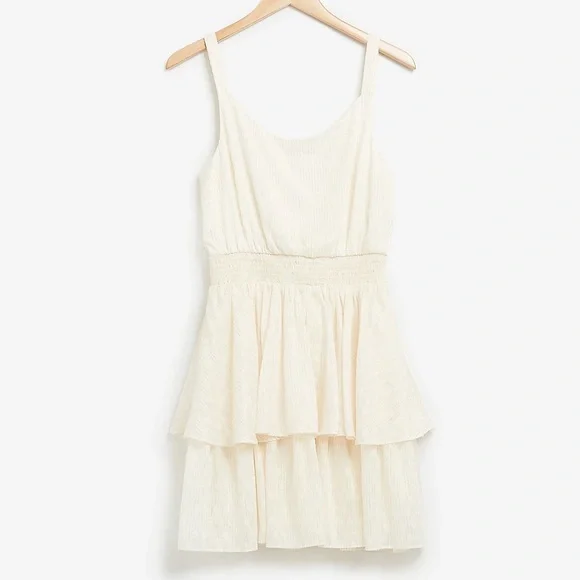 Express | Dresses | Express Textured Metallic Tiered Ruffle Fit Flare Dress  | Poshmark